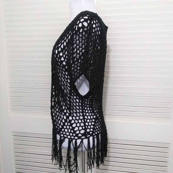 Vivid Collection of NY Black Crochet Vest Open Front Womens Small - Picture 6 of 8